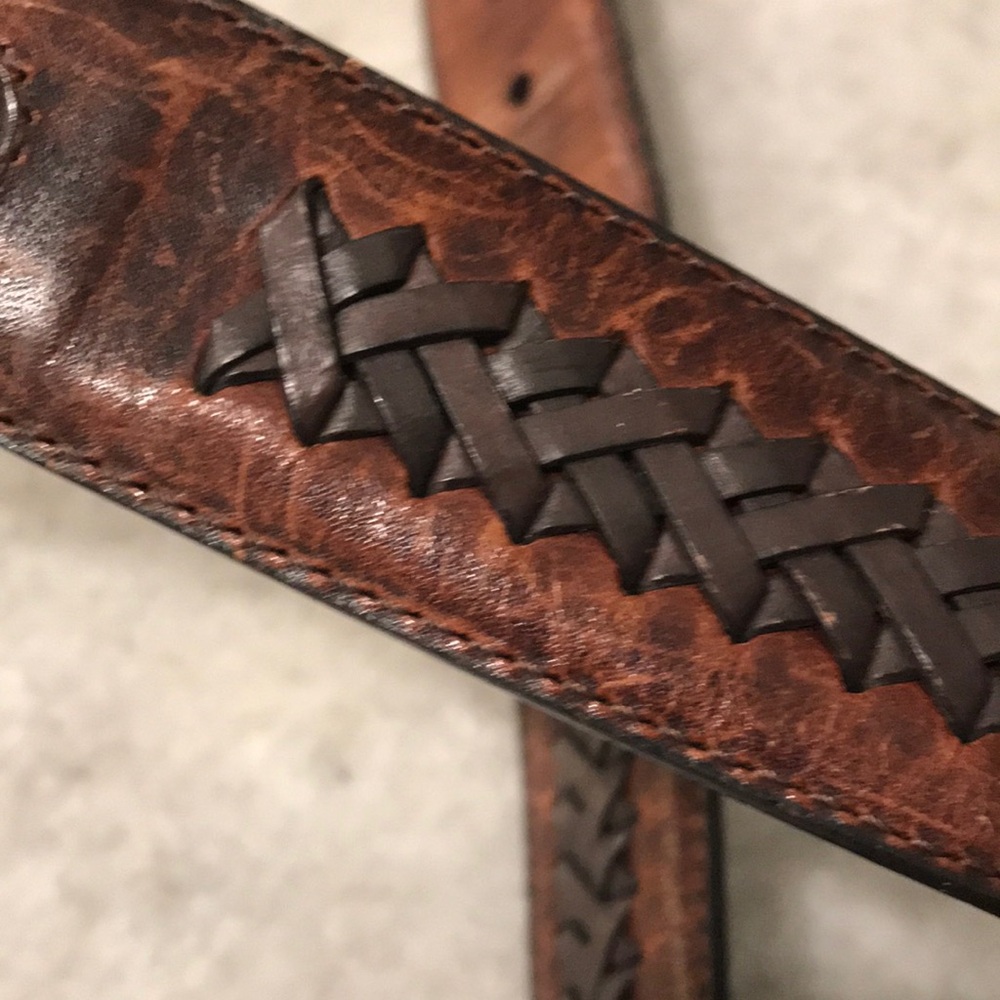 Columbia Leather Belt Mens 38 Brown Braided Woven Business Golf Western Cowboy - Picture 3 of 6